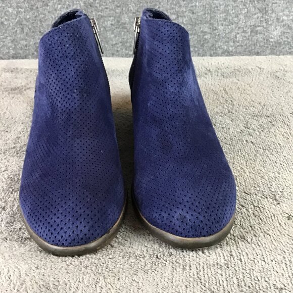 Vince Camuto Blue Suede Faux Buckle Zip Ankle Boots Booties Sz 5.5M - Picture 4 of 11